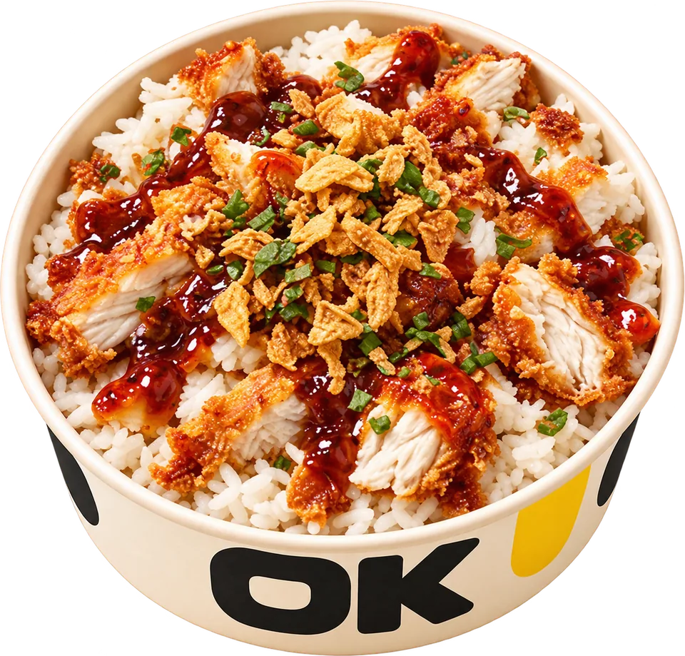 Krousty riz : bowl individuel, poulet croustillant et sauce